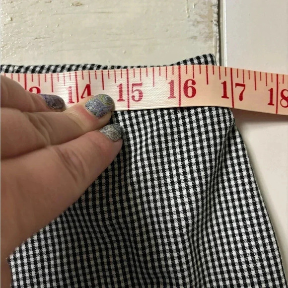 J Jill Black Gingham High Rise Stretch Pants Size 12 Cuffed Elastic Waist - Picture 3 of 7